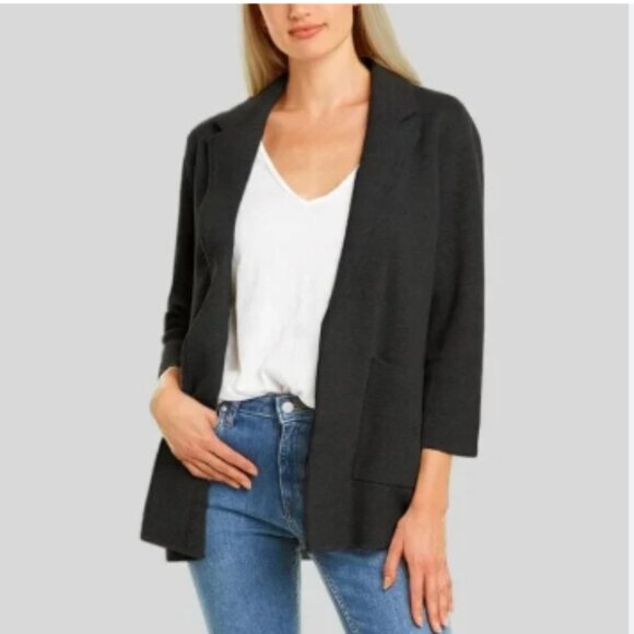 J. Crew Sophie Wool Blend Open Front Sweater Blazer Knit Cardigan Black Size S - Picture 10 of 10